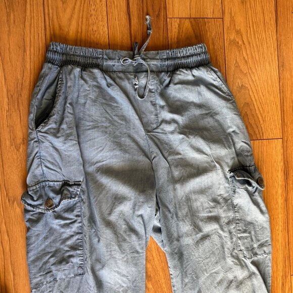 Republic Denim Chambray Women Cargo Pull On Jogger Pants Blue Size Large - Picture 4 of 9